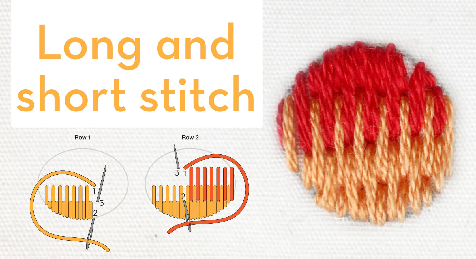 How to embroider pattern on clothing by hand 10 Long-and-short-stitch
