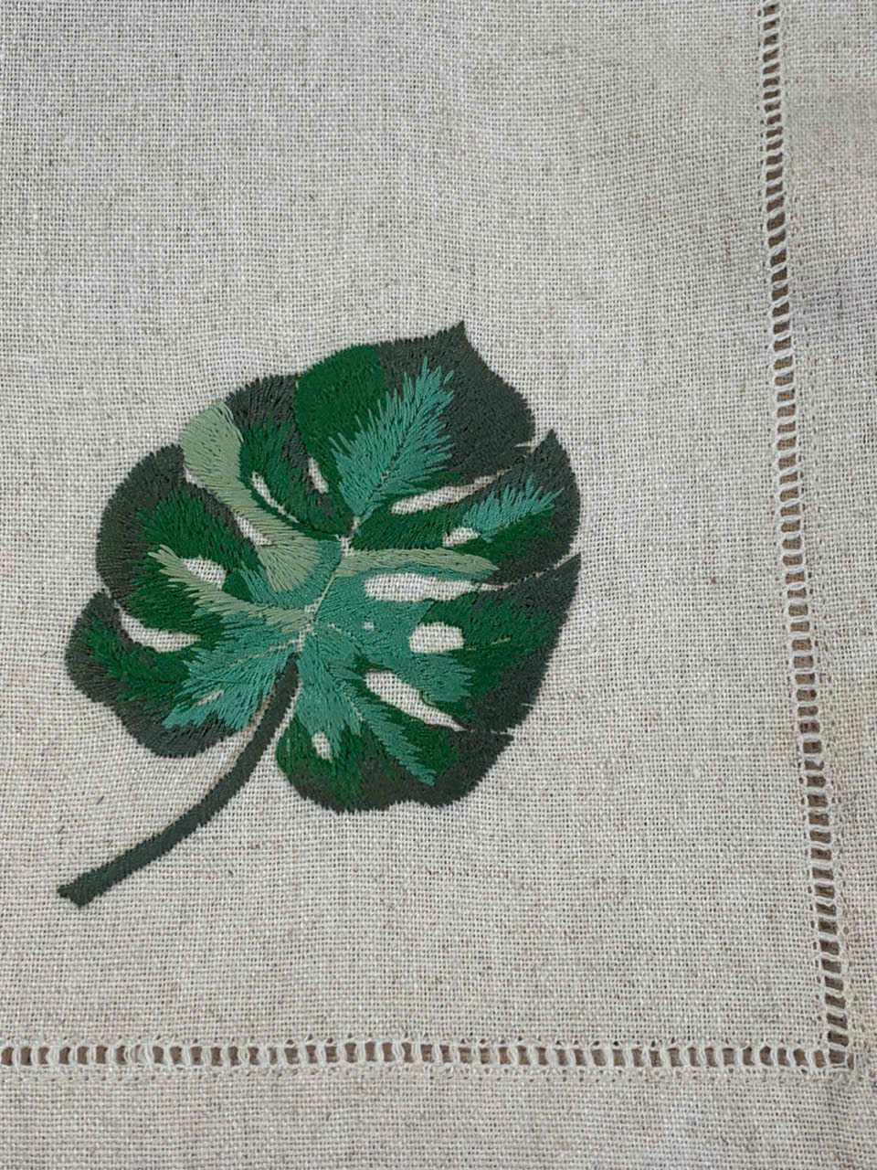 Monstera Leaf Hand Embroidered Napkins