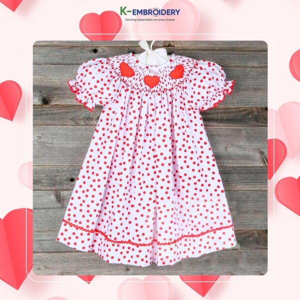 bishop polka dot smocked dress