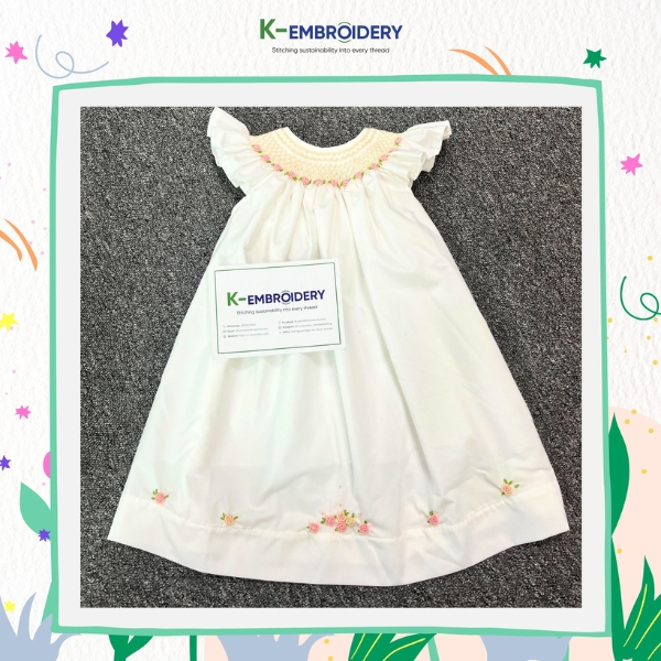10 Trendy Styles Smocked Back to School Dress & Outfits 4 White plain bishop flared dress – SG 185