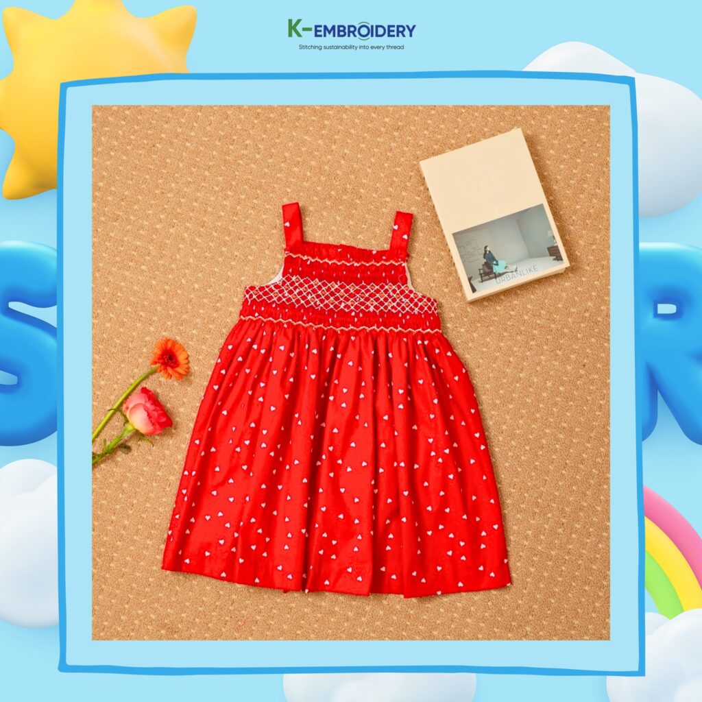 Red dress with U-shaped collar