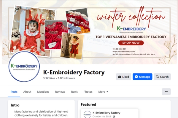 Where to Sell Children's Clothes Online And How to Do It 12 Example: K-Embroidery's Facebook