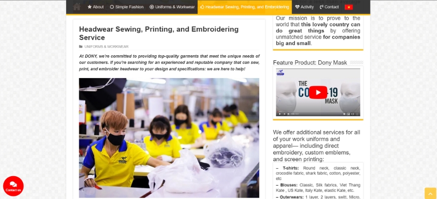 DONY Garments's embroidery service