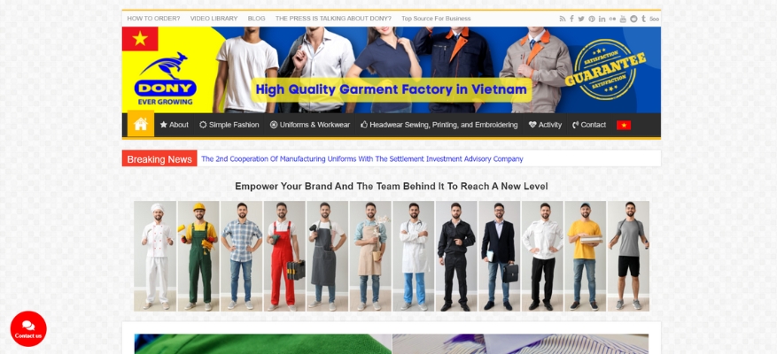 DONY Garments's website