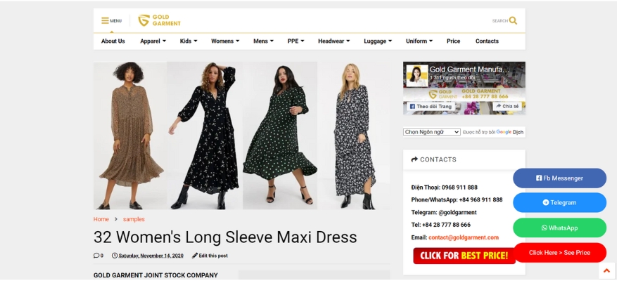 Gold Garment's products