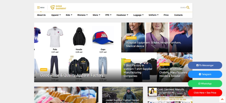 Gold Garment's website