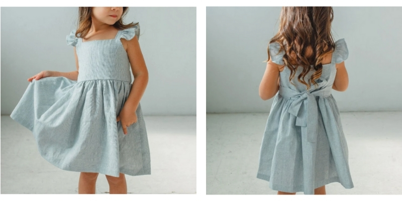 Summer Linen Dress For Baby Girls