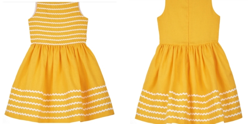 Alice 100% linen short dress with zigzag detail 