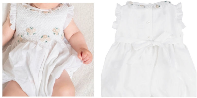 Why is linen fabric perfect for children's clothes? 3 Elsa linen hand embroidered smocked romper