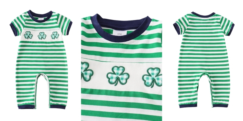 St. Patrick's Day Shamrock Smocked Romper