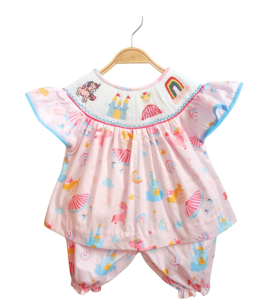 Pink 2 Pieces Sets with Princess Motifs