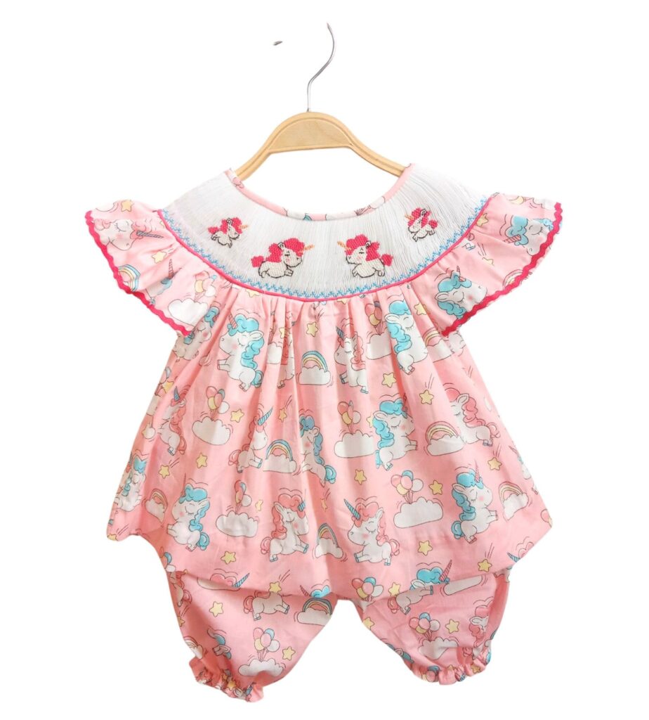 Pink 2 Pieces sets With Unicorn Motifs