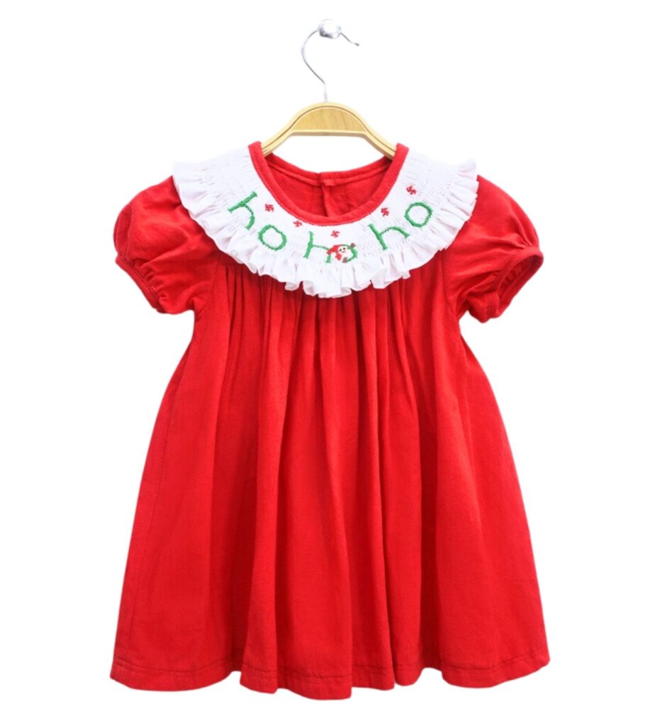 Santa appears in Smocked Bishop Dress