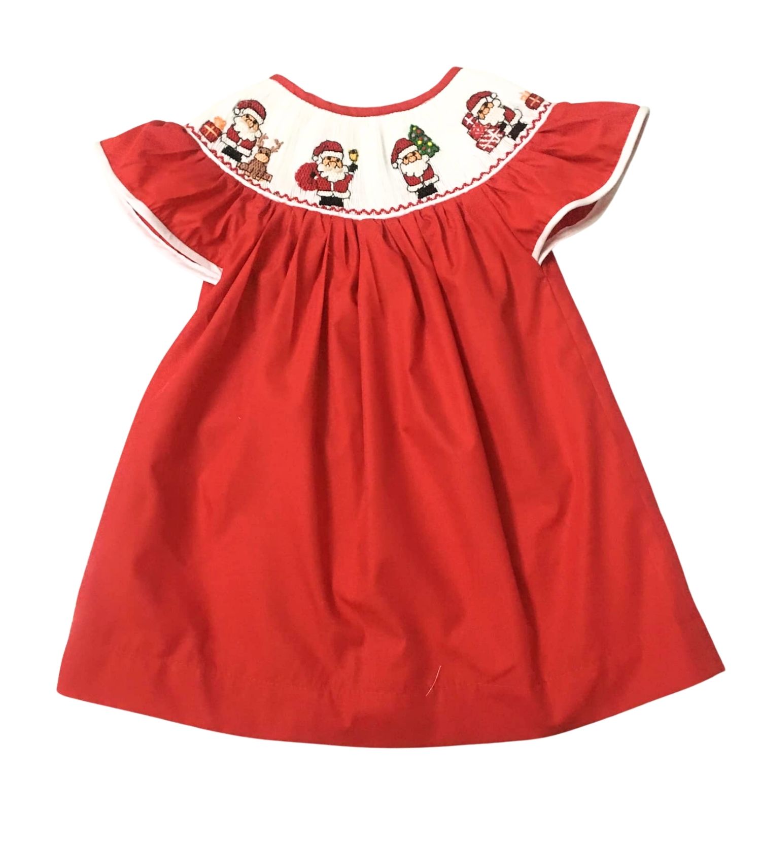 Red Bishop Dress with Santa Claus bringing Gift