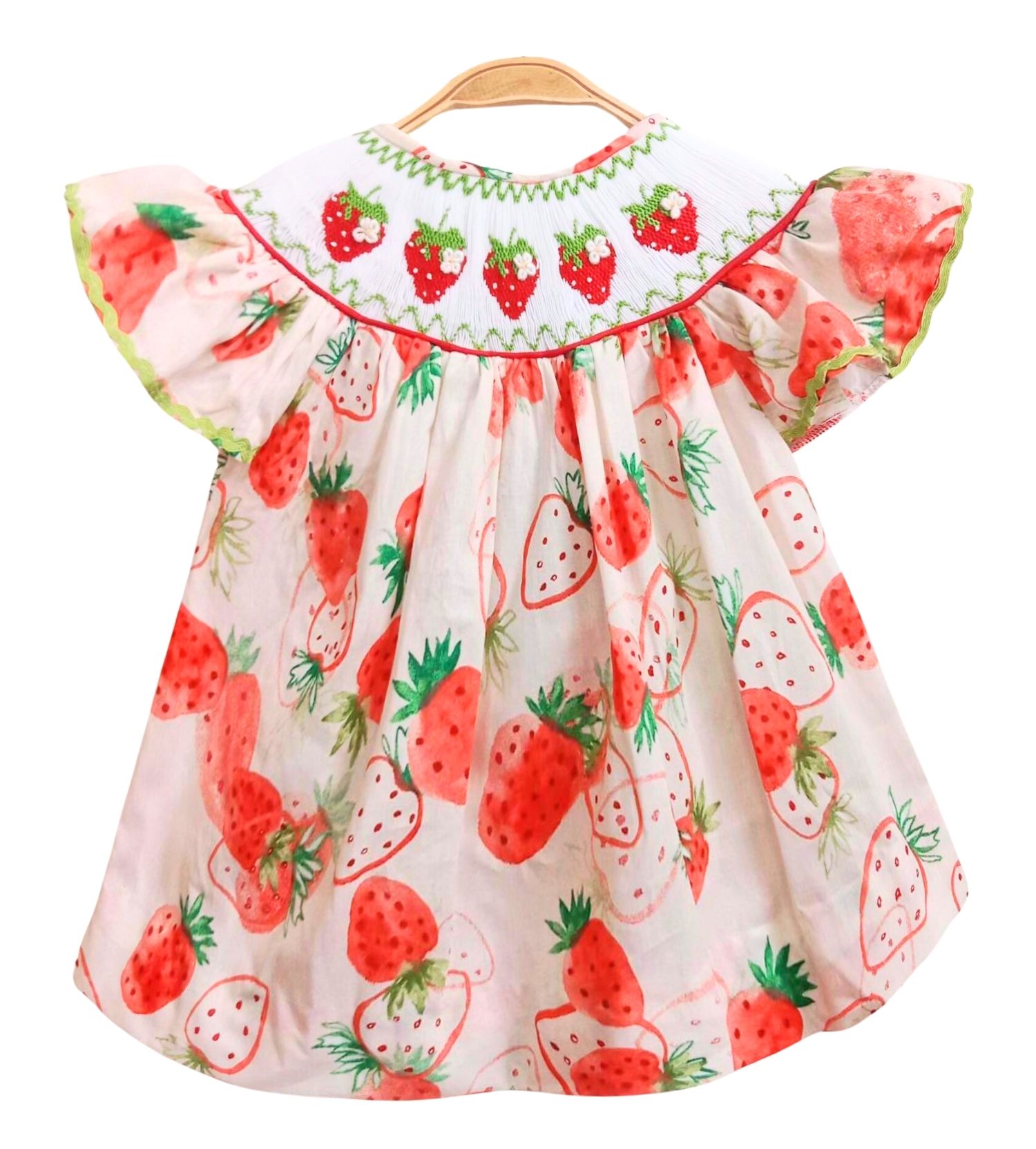 Strawberry Smock Bishop Dress for Baby Girl