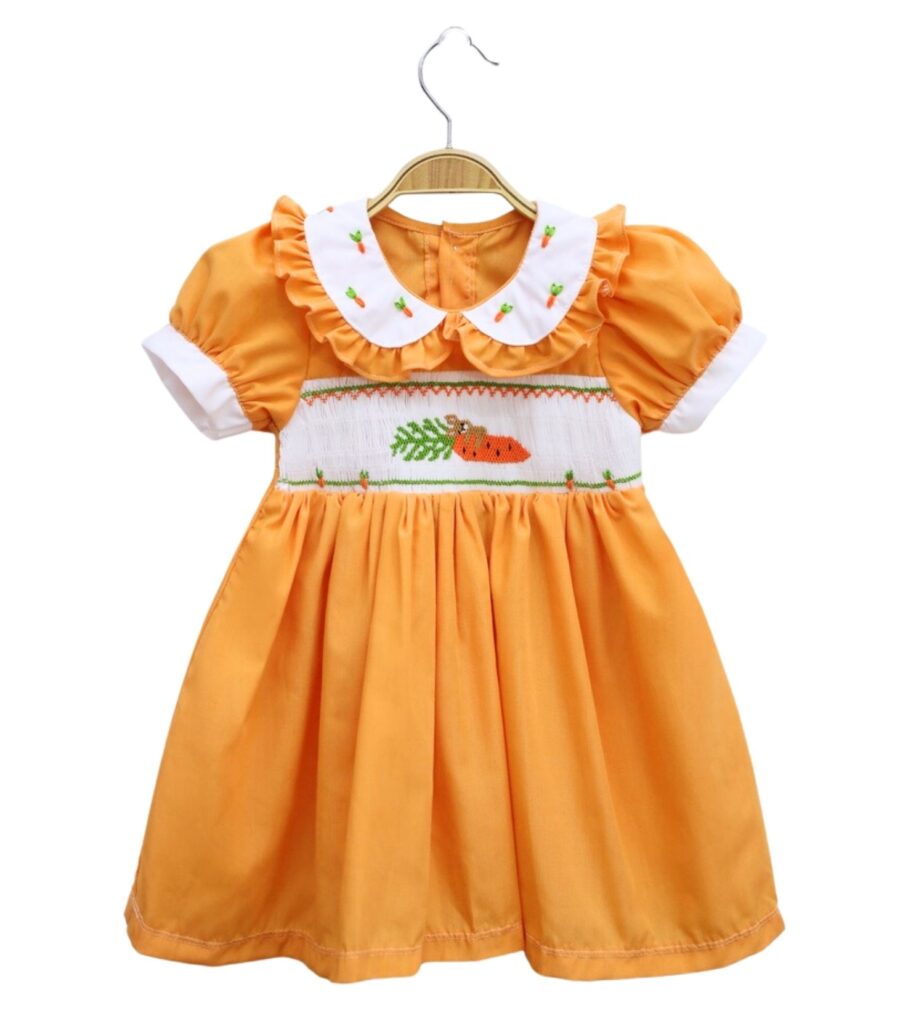 Smocked carrot rabbit sundress