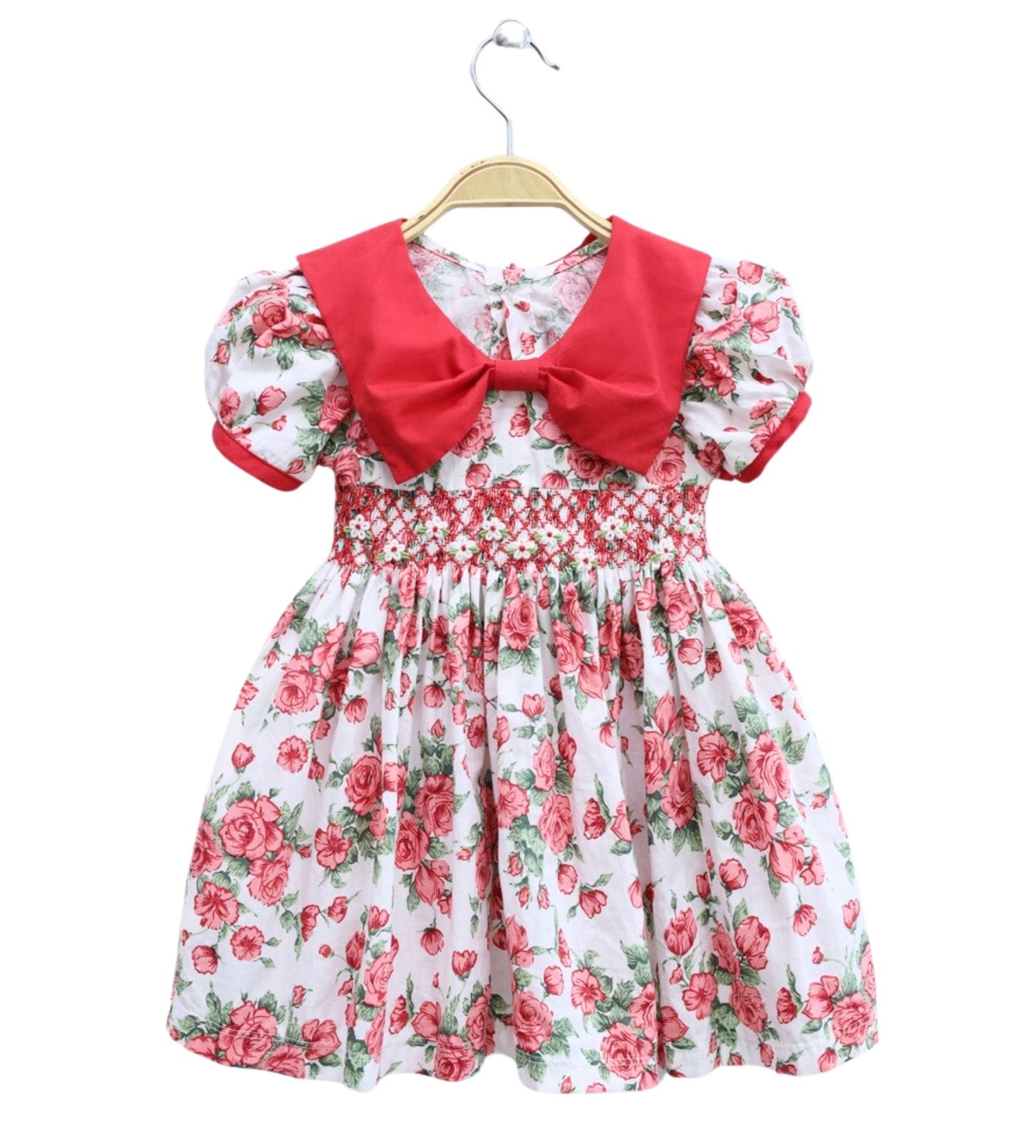 Smocked Sundress Rose Printed Fabric