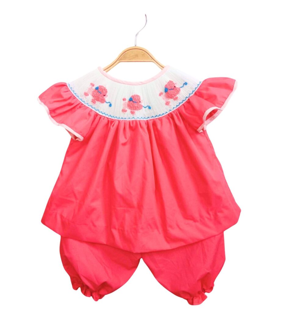 Pink 2 Pieces Sets With Pink Puppie Dog Motifs