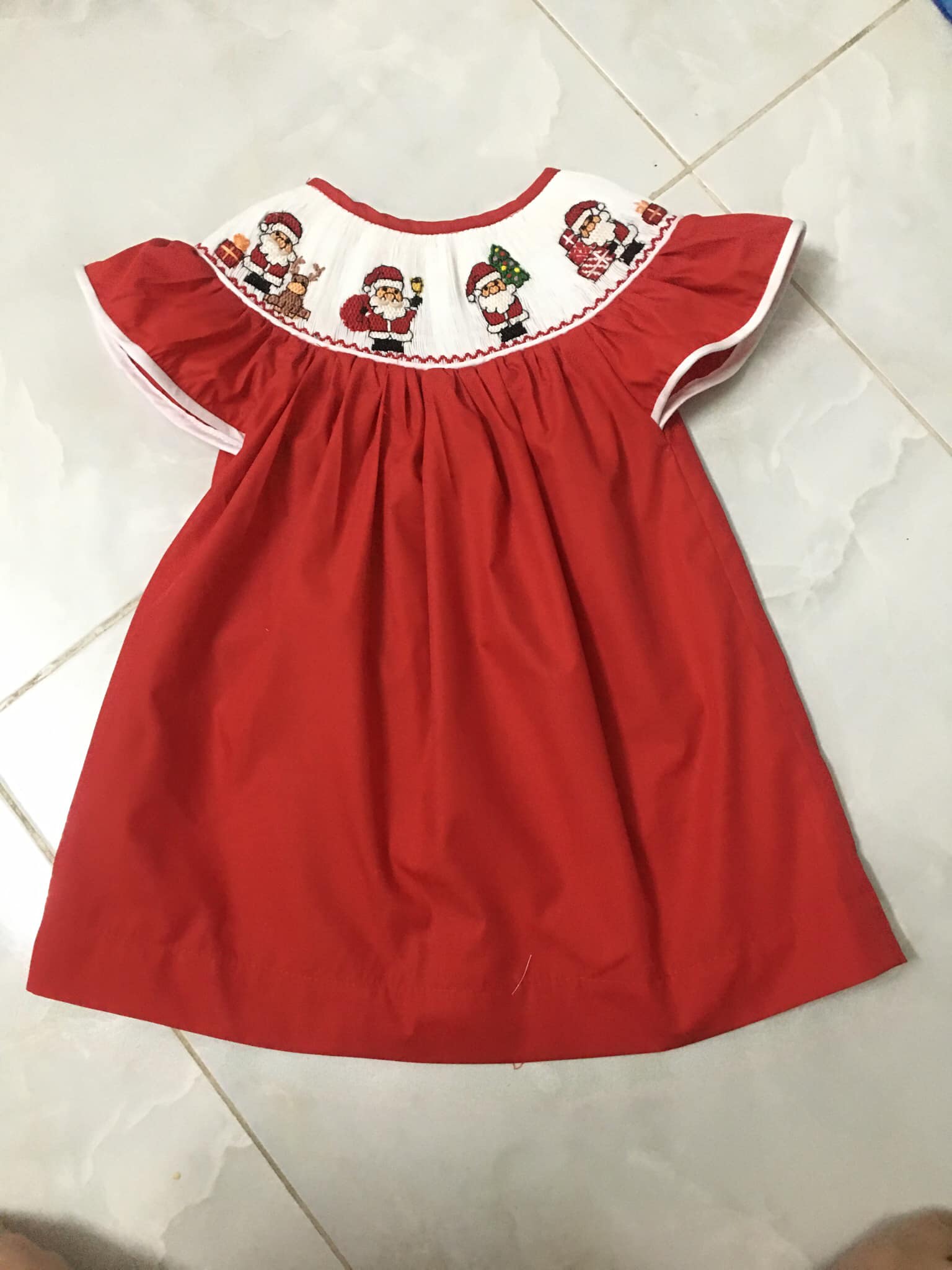 Red Bishop Dress with Santa Claus bringing Gift