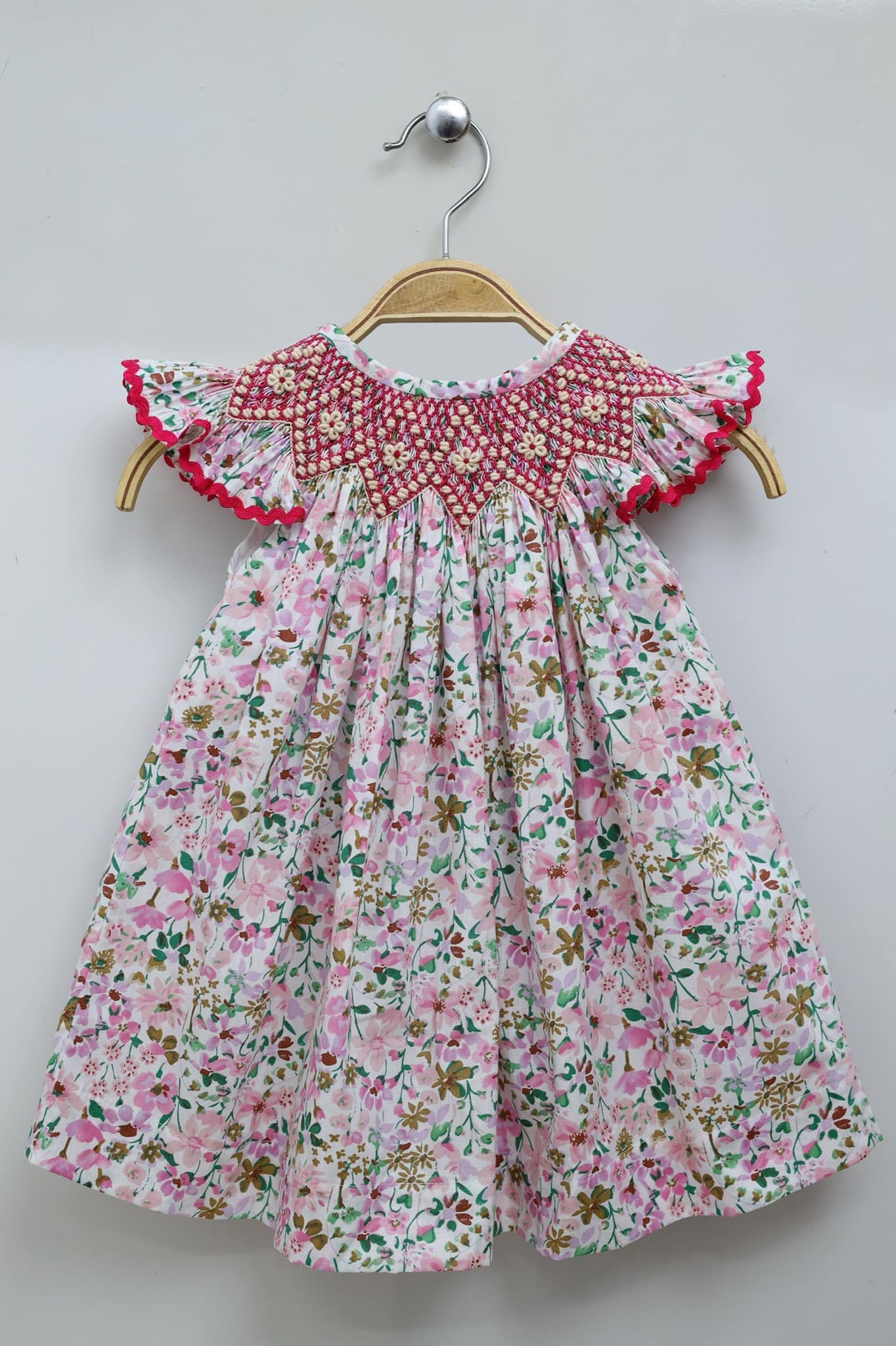 Smocked Bishop Dress With Exquisite Floral Embroidery