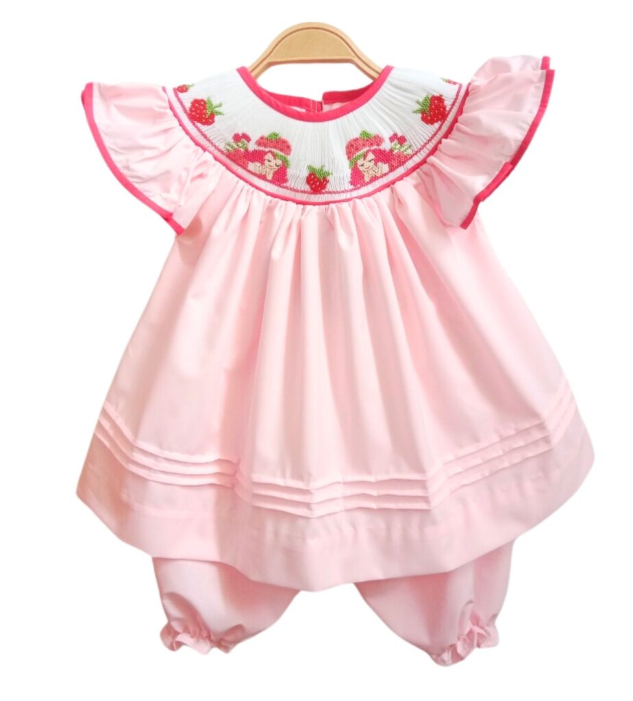Pink 2 Pieces Sets With Strawberry Girl Motifs