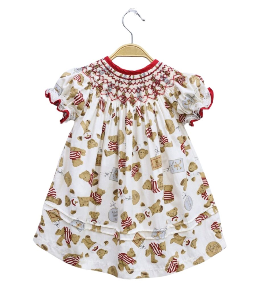 Smocked Bishop Dress Brown Bear Pattern