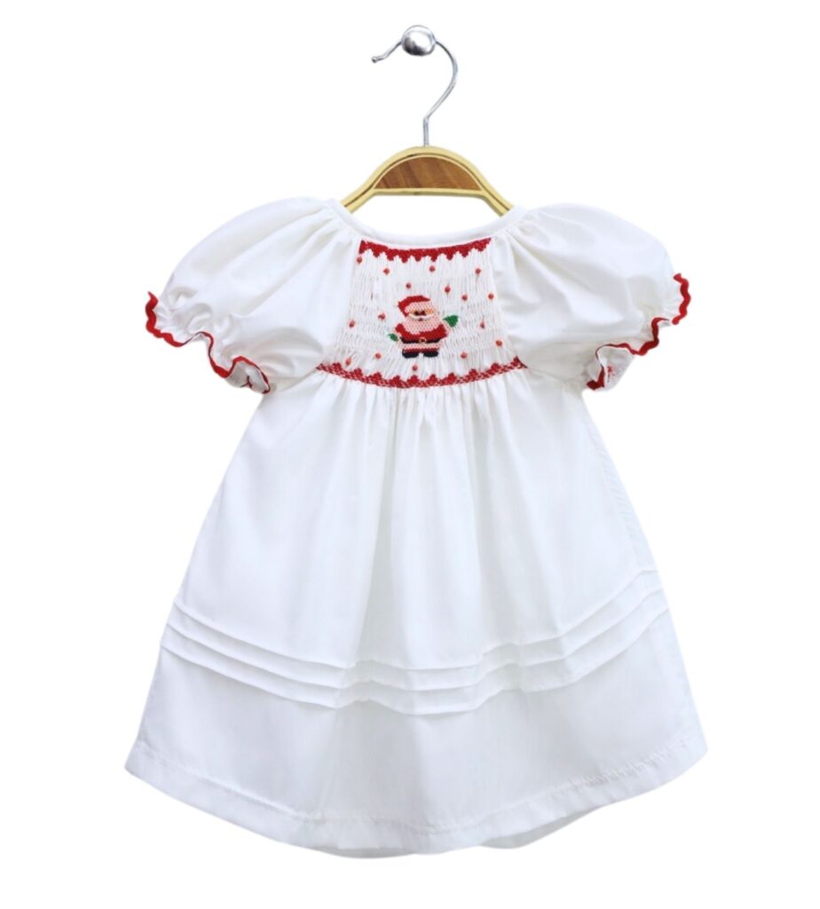 Smocked Dress with Santa Patterns