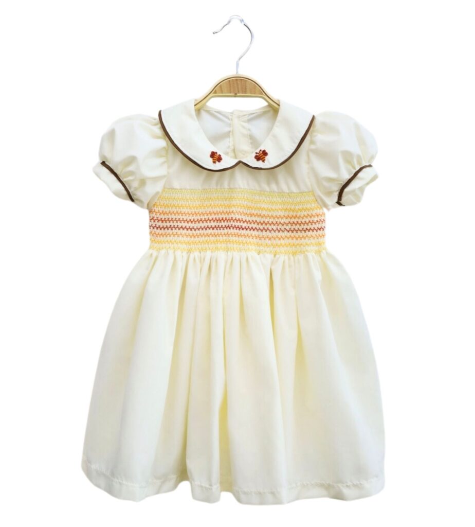 Smocked Dress with Flowers Strips