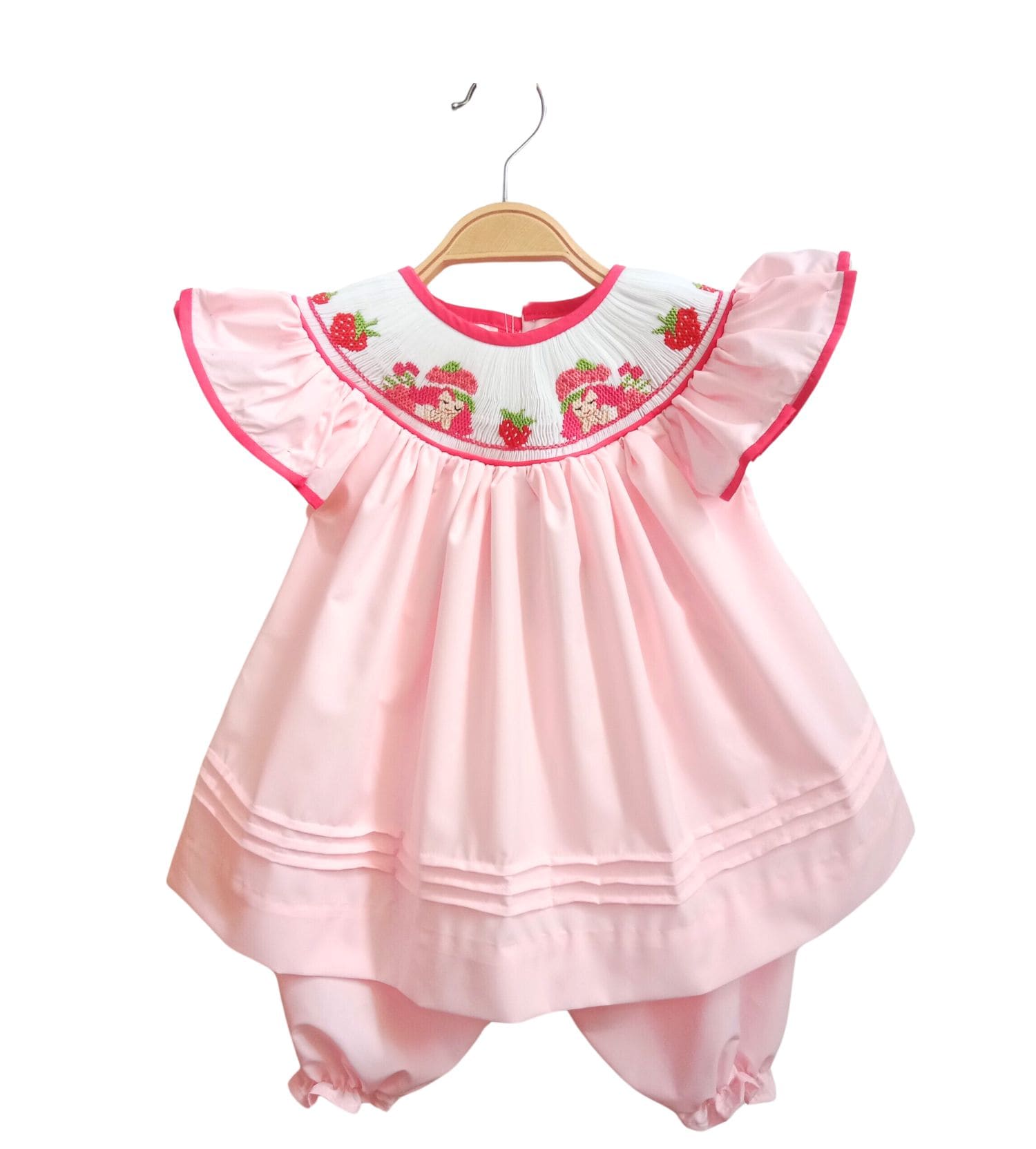 Pink 2 Pieces Sets With Strawberry Girl Motifs