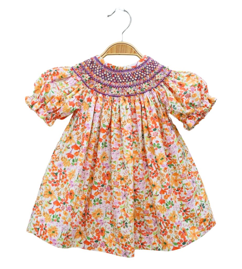 Geometric Smocked Mini Floral Dress
