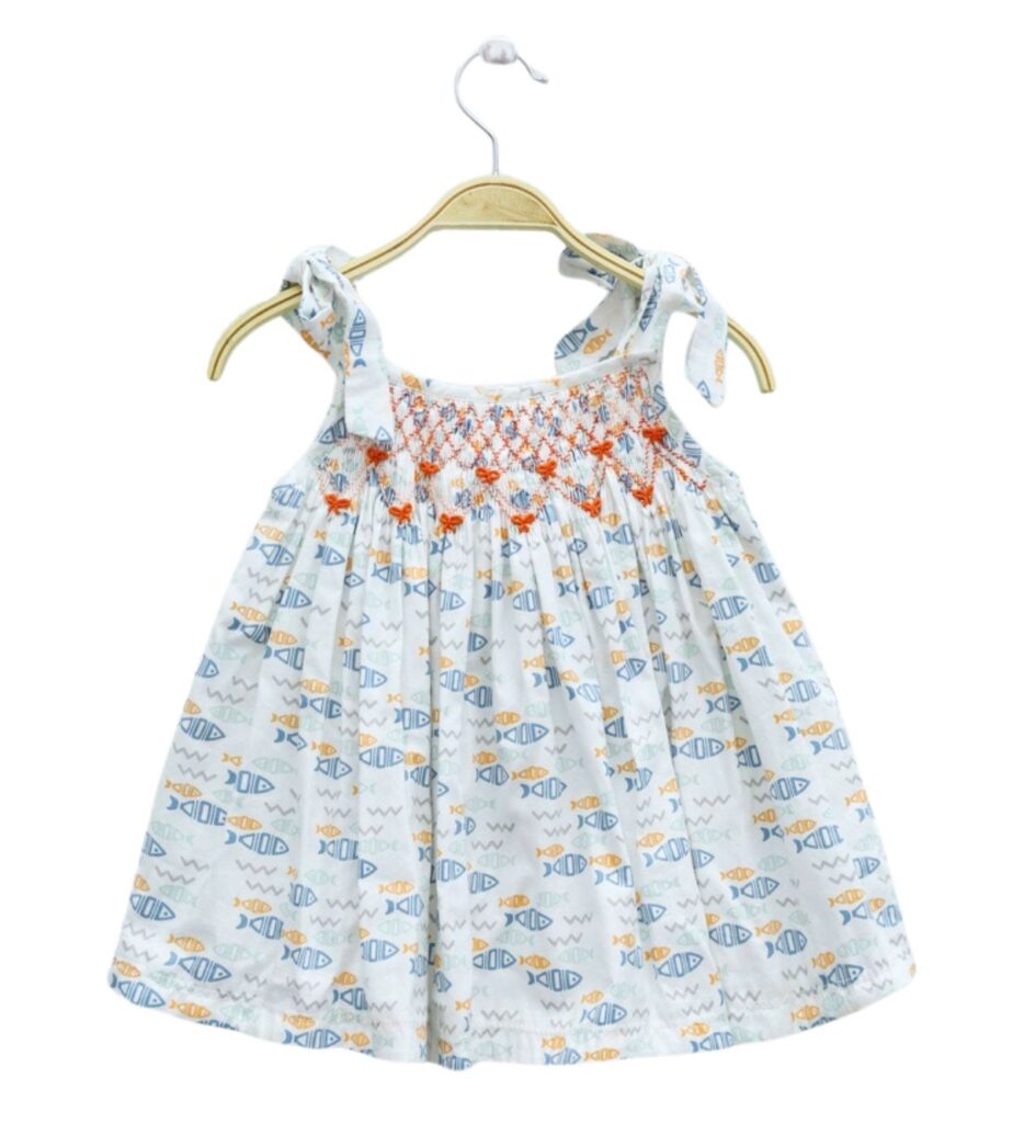 Double Strap Dress with Fish Motifs