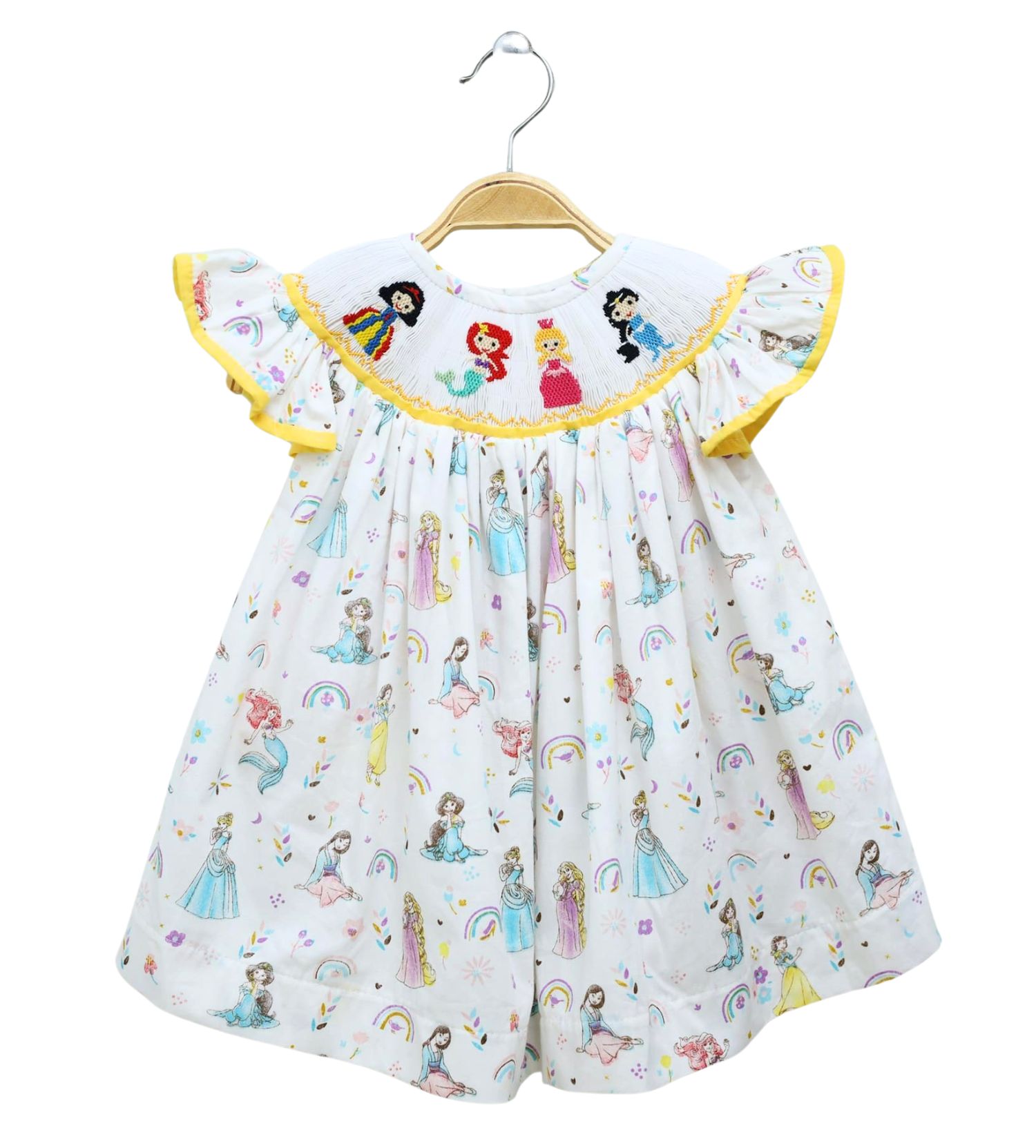 Smocked Bishop Dress Embroidered with 4 Princesses