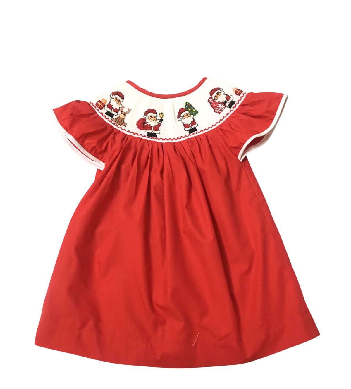 Red Bishop Dress with Santa Claus bringing Gift