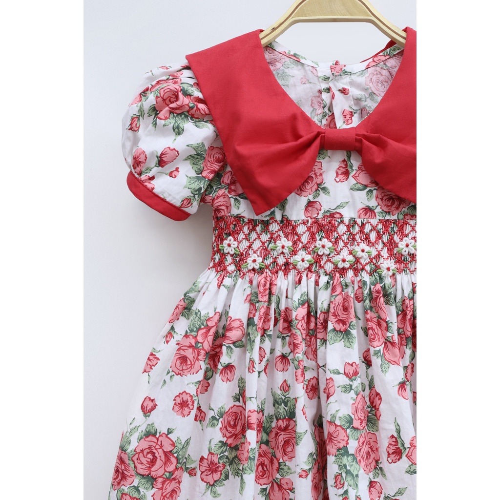 Smocked Sundress Rose Printed Fabric