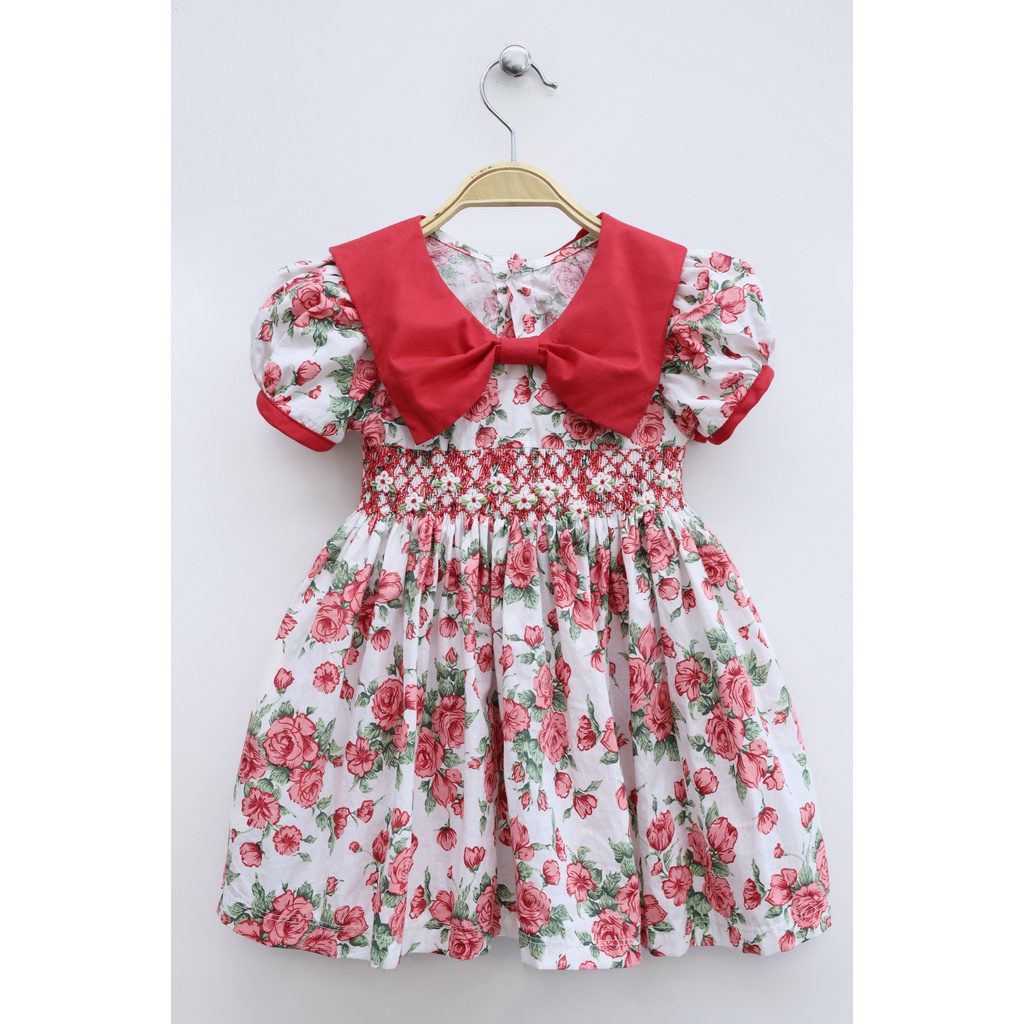 Smocked Sundress Rose Printed Fabric