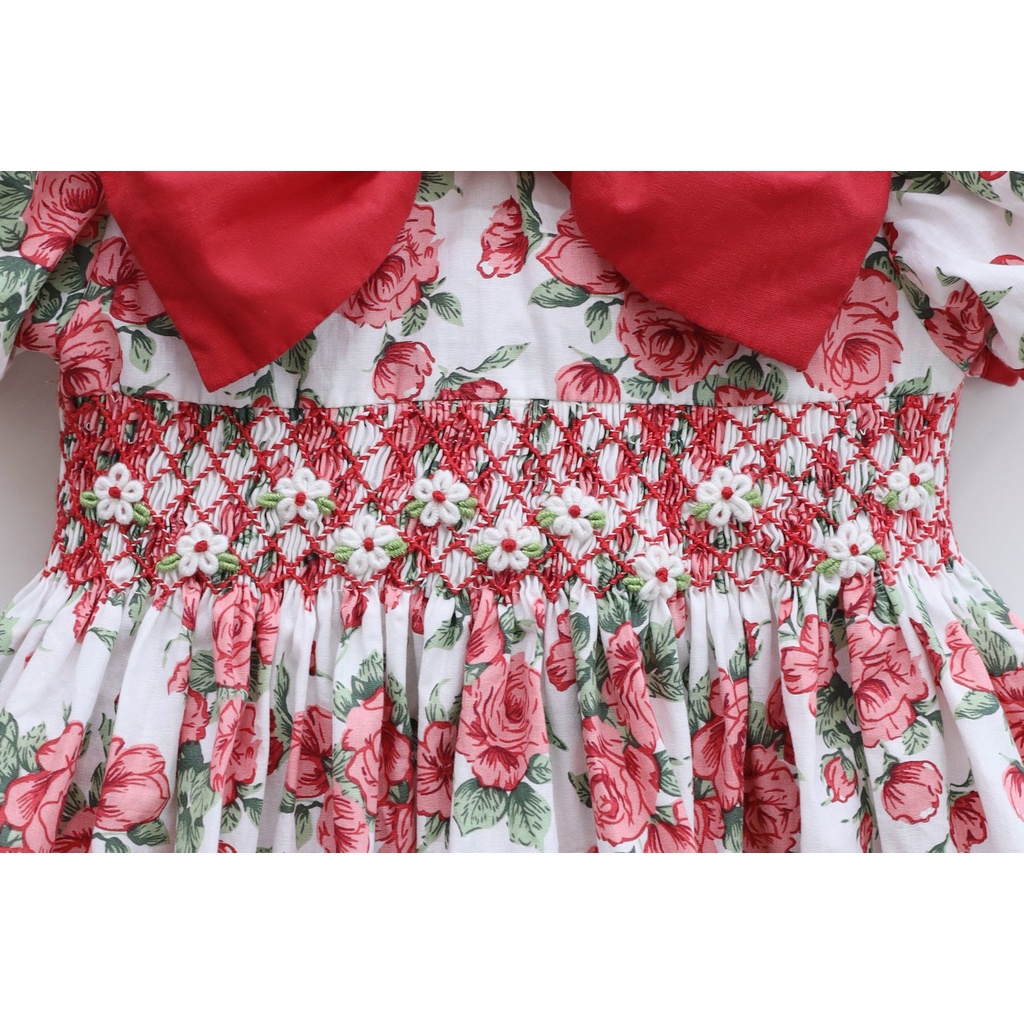 Smocked Sundress Rose Printed Fabric