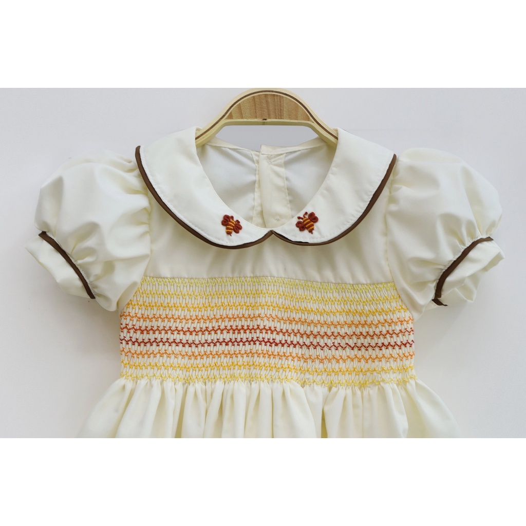 Smocked Dress with Flowers Strips