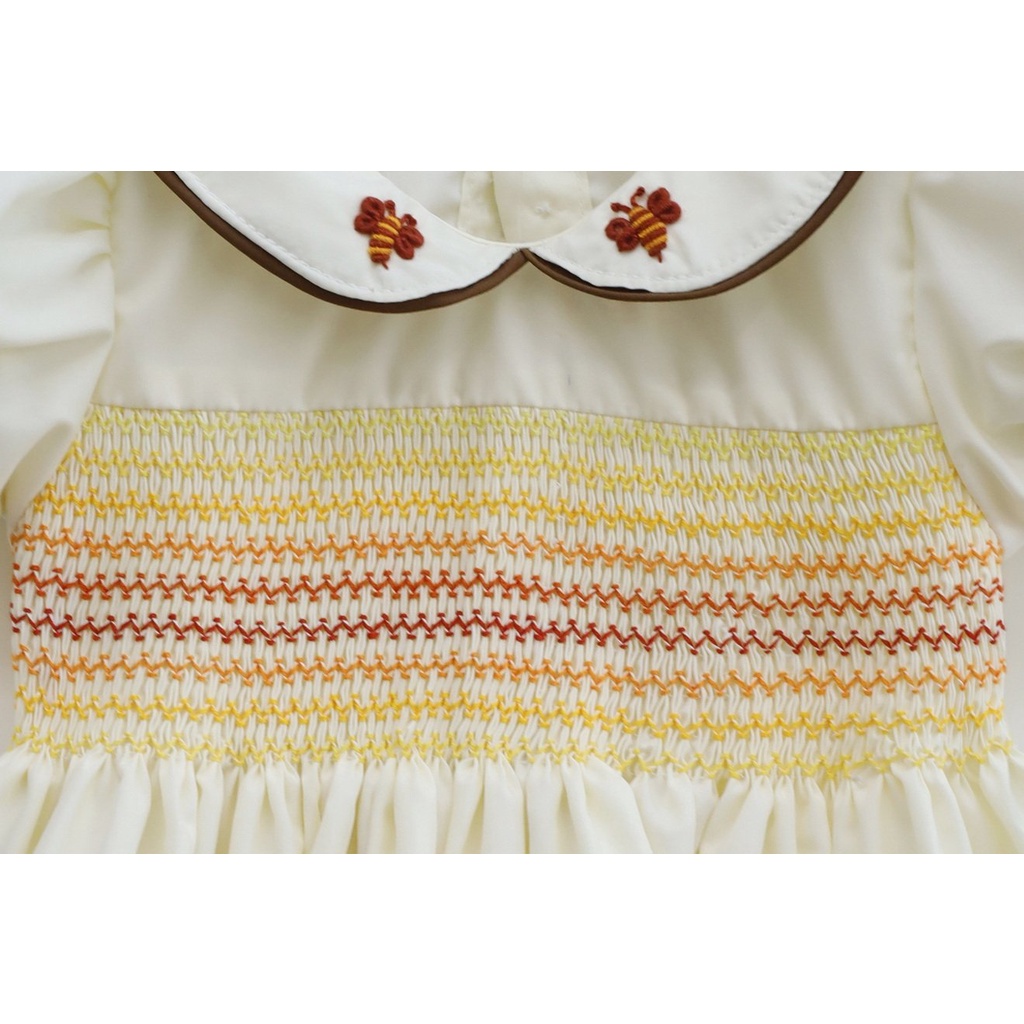 Smocked Dress with Flowers Strips