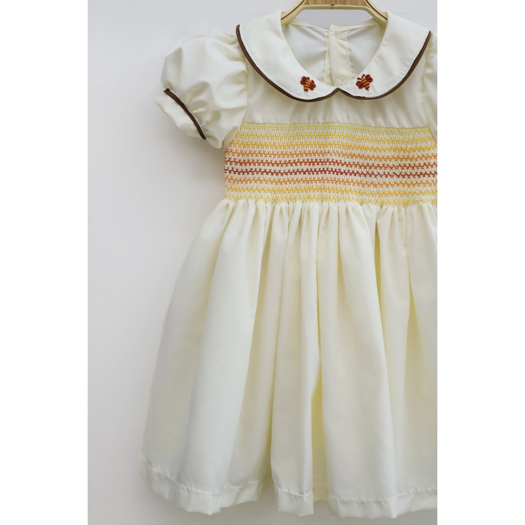 Smocked Dress with Flowers Strips