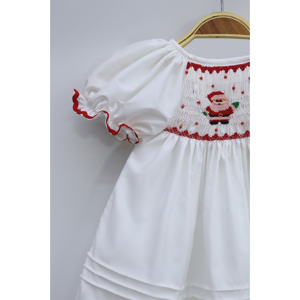 Smocked Dress with Santa Patterns