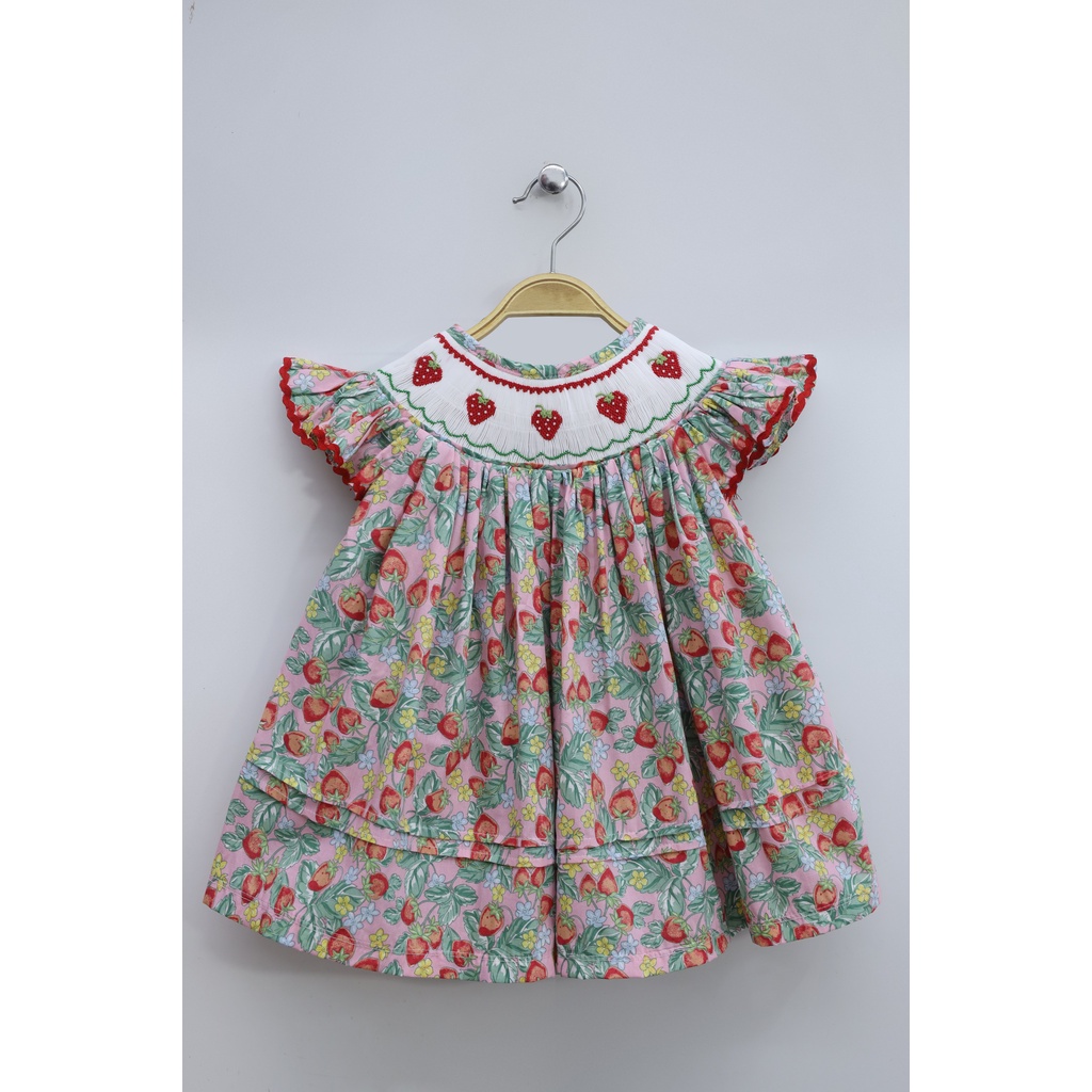 Strawberry Smocked Bishop Dress