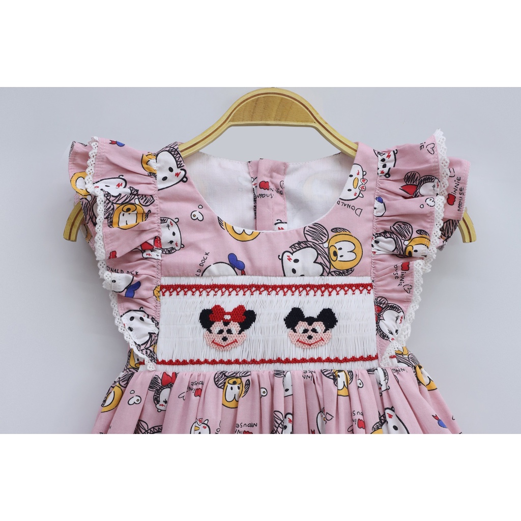 Mickey Mouses Smocked on Pink Sundress