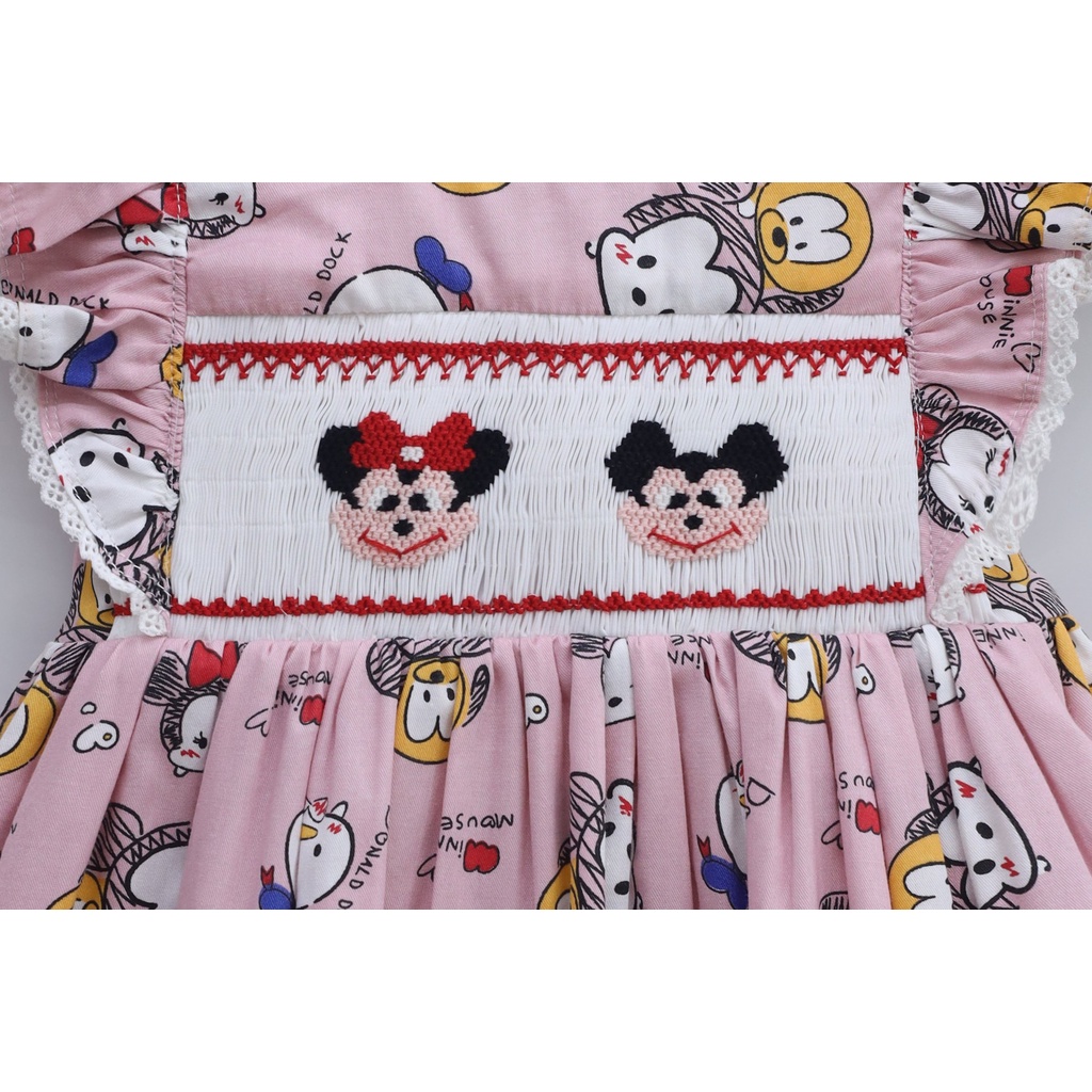 Mickey Mouses Smocked on Pink Sundress