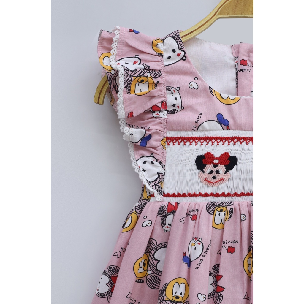 Mickey Mouses Smocked on Pink Sundress