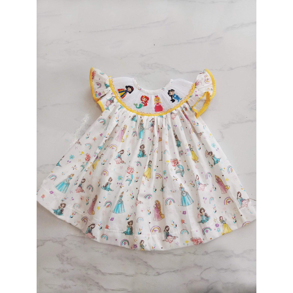 Smocked Bishop Dress Embroidered with 4 Princesses