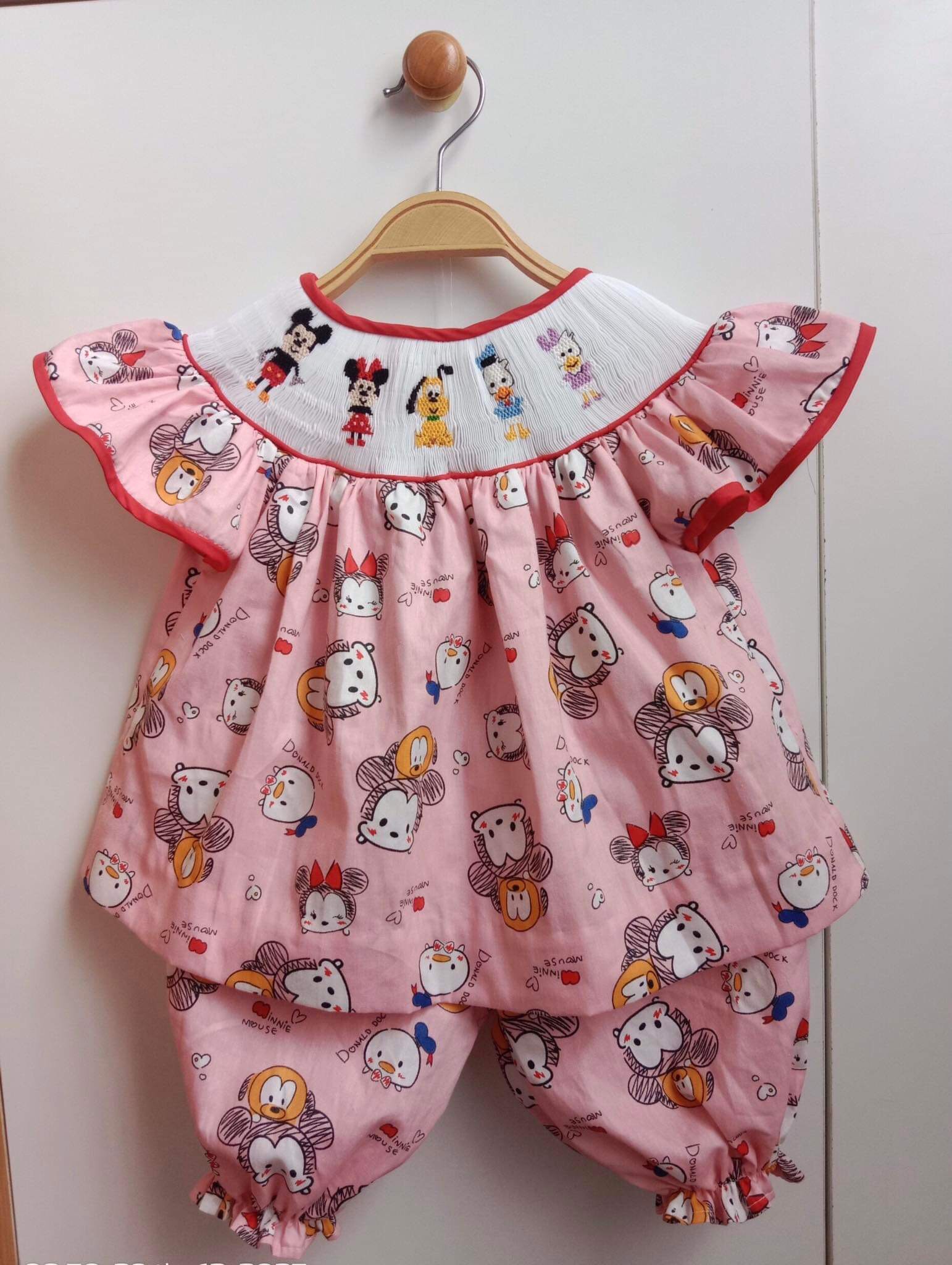 Pink 2 Pieces Sets With Disney Cartoon Characters Motifs