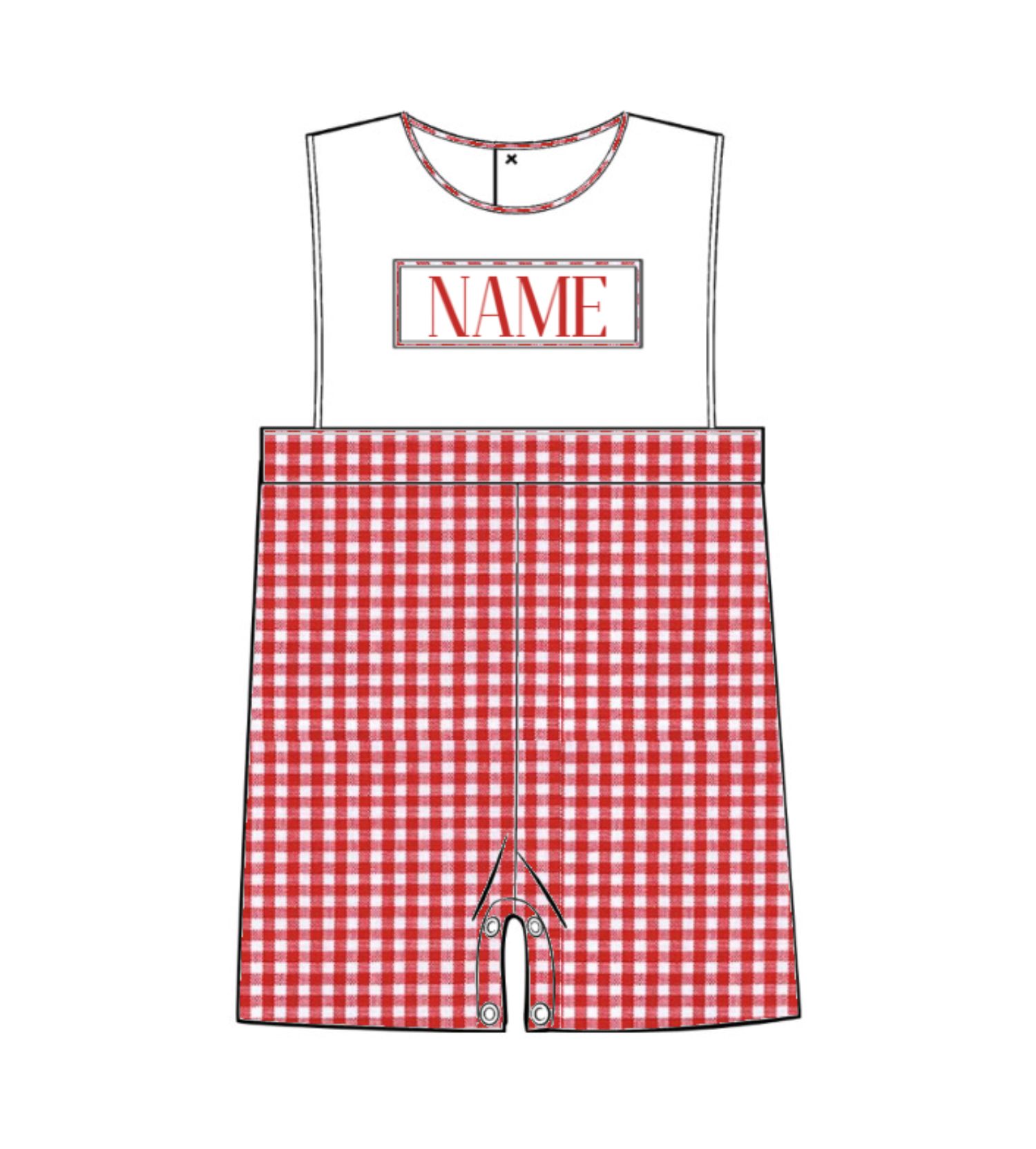 Custom Name Red Striped Boy Smocked Shortall