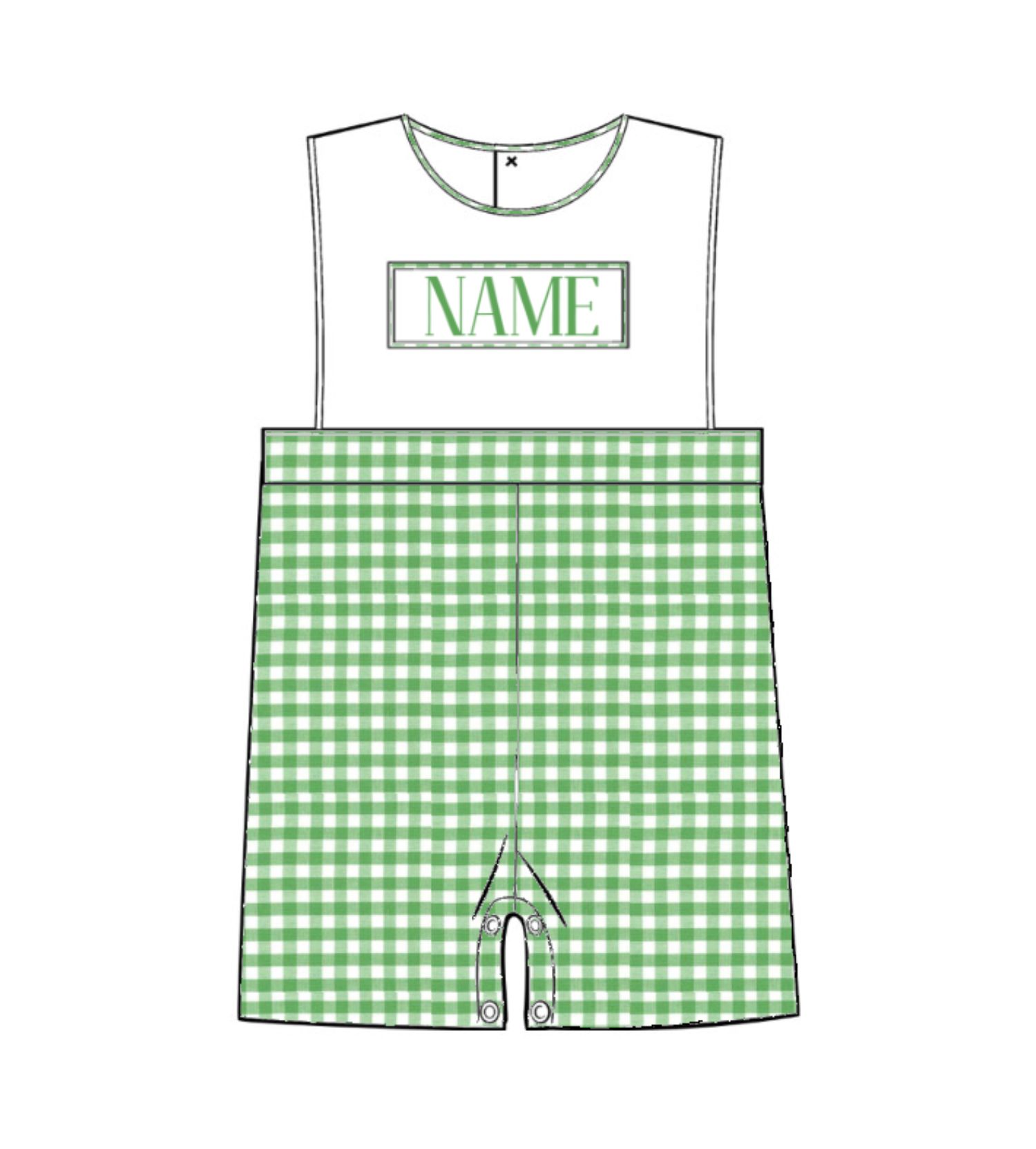 Custom Name Green Striped Boy Smocked Shortall