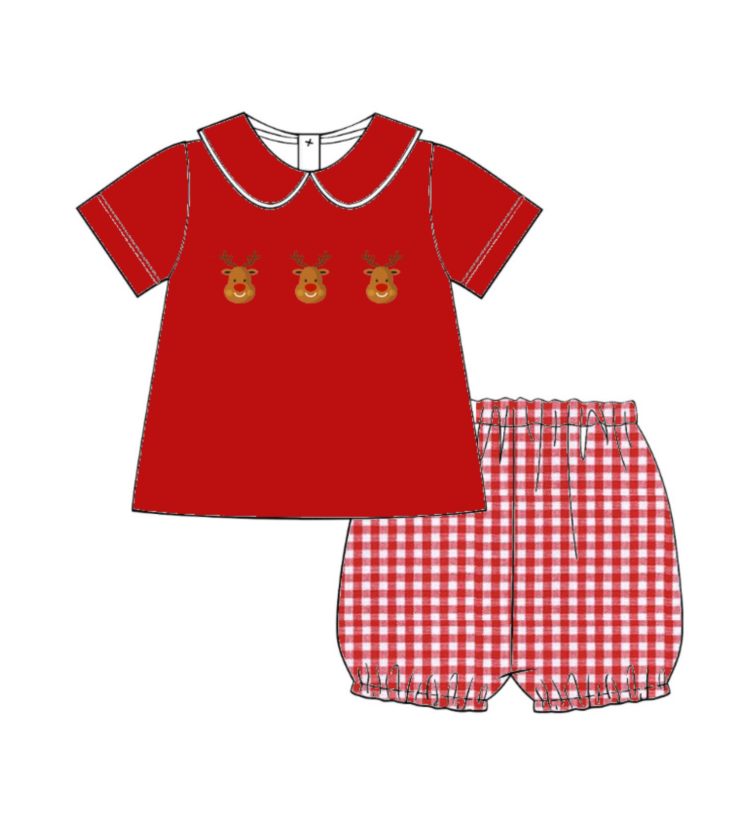 Reindeer Red Smocked Boy Outfit