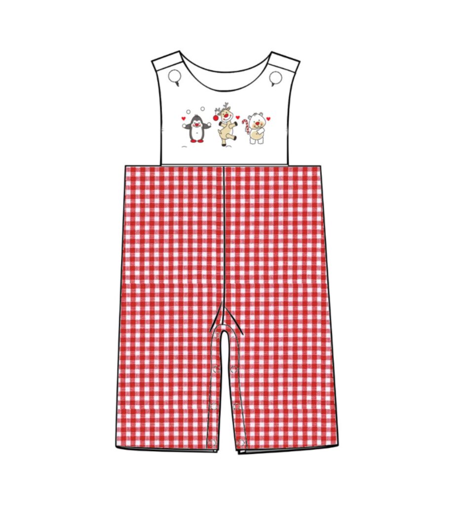 Cute Animals Christmas Boy Smocked Longall